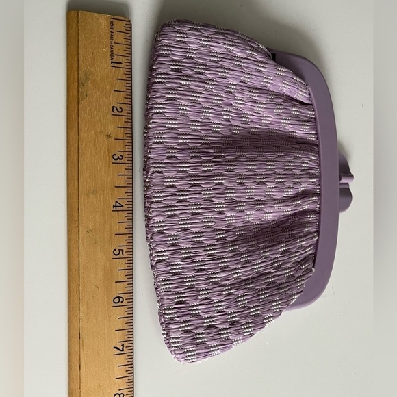 VINTAGE Purple Dot Pattern Clutch Purse Made In Italy - Picture 4 of 7